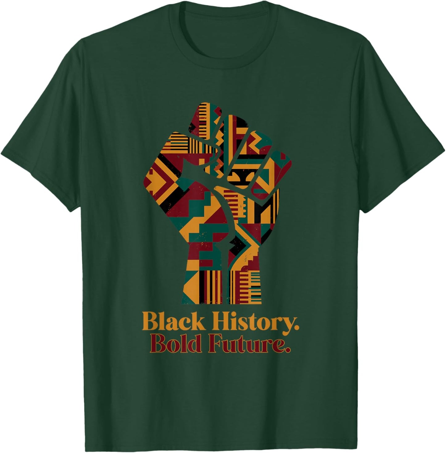 Black History Bold Future African Kente Pattern Heritage T-Shirt - T-Shirt | Forest