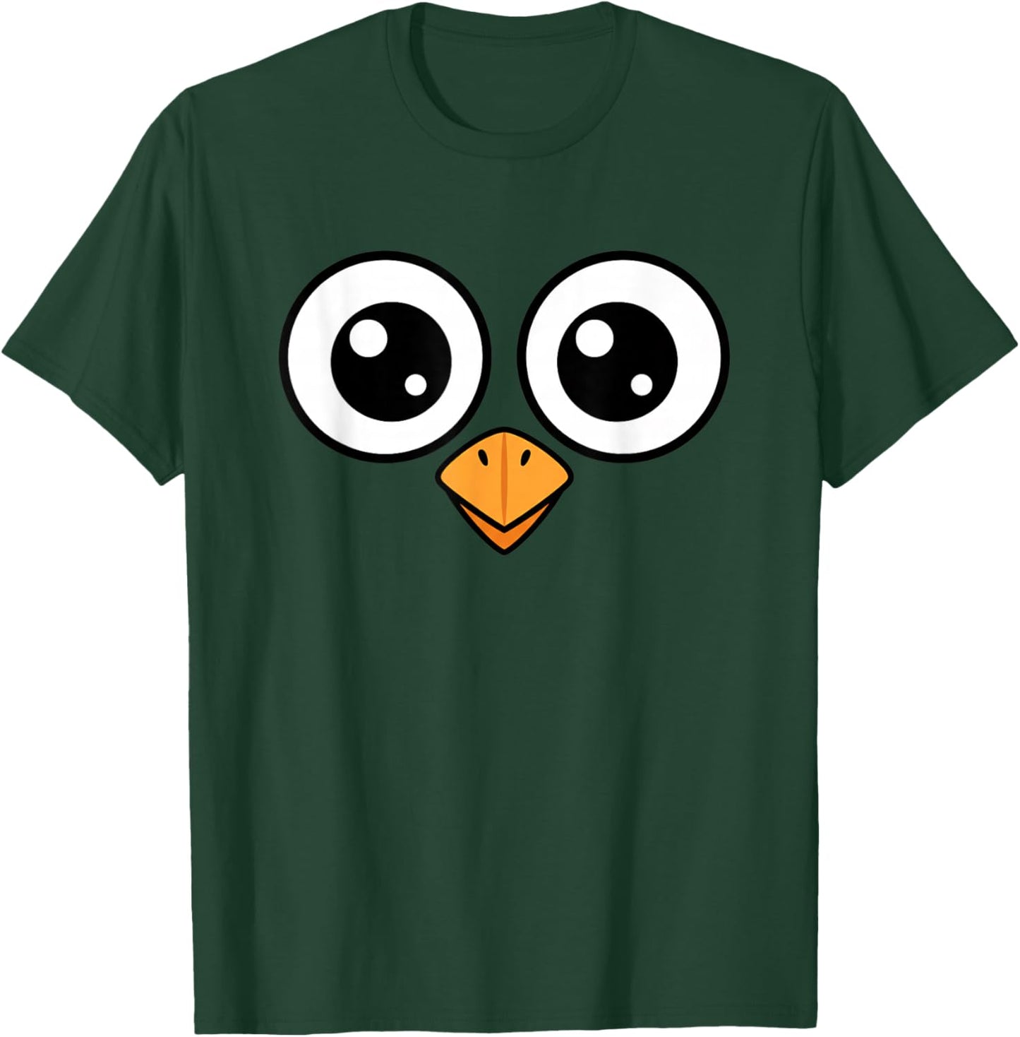 Bird Big-Eyed Cartoon Face Playful Feathered Vibe T-Shirt - T-Shirt | Forest