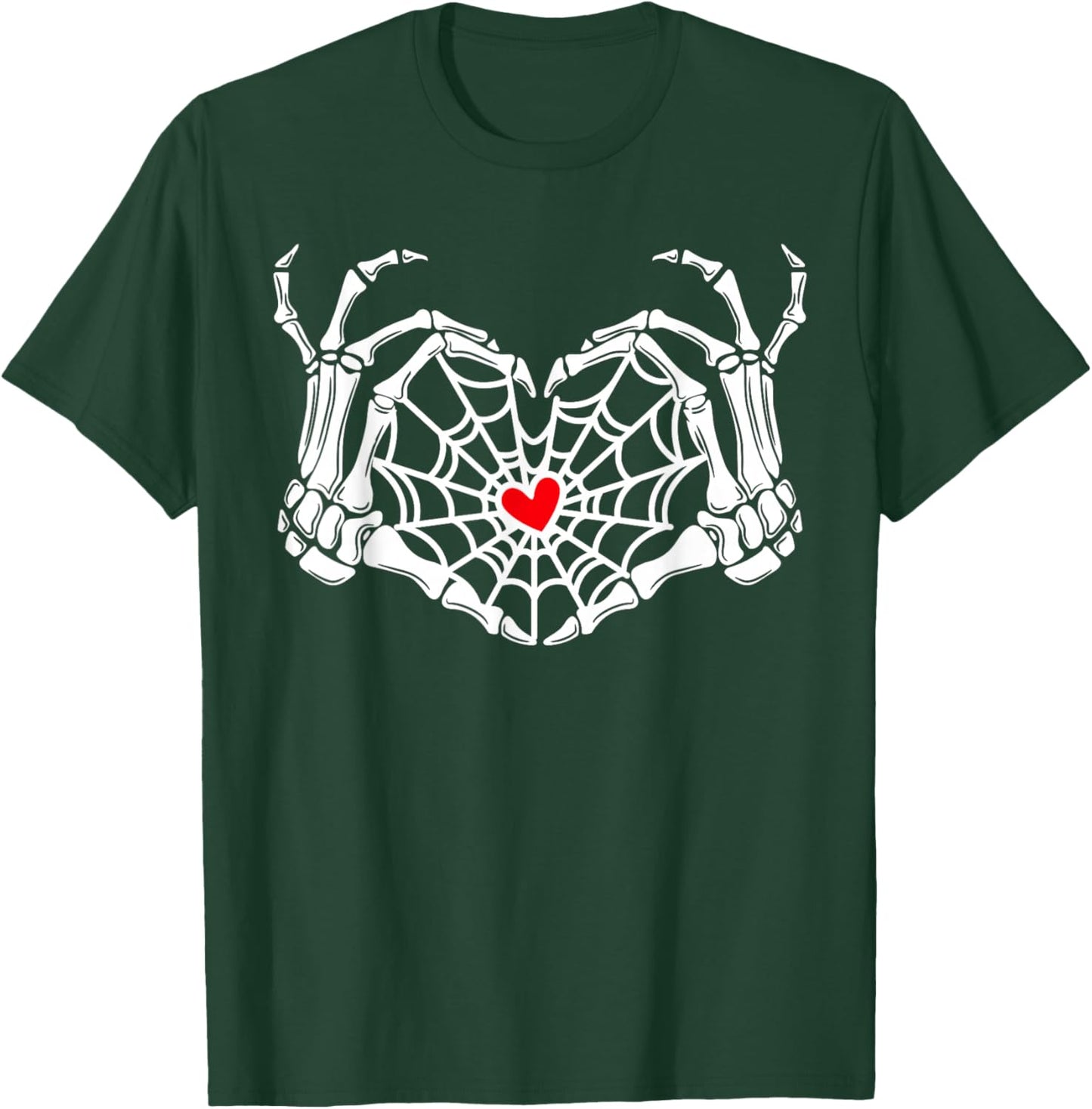 Retro Skeleton Hands Heart Sign Halloween Costume Women Girl T-Shirt - T-Shirt | Forest