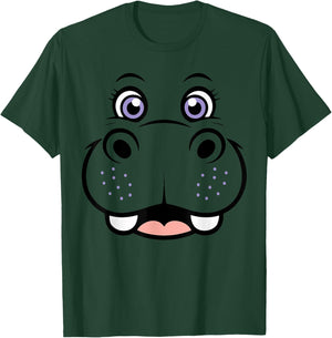 Hippo Shirt Adult Kids Men Women Hippopotamus Face Costume T-Shirt - T-Shirt | Forest