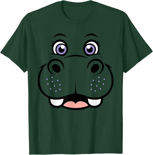 Hippo Shirt Adult Kids Men Women Hippopotamus Face Costume T-Shirt - T-Shirt | Forest