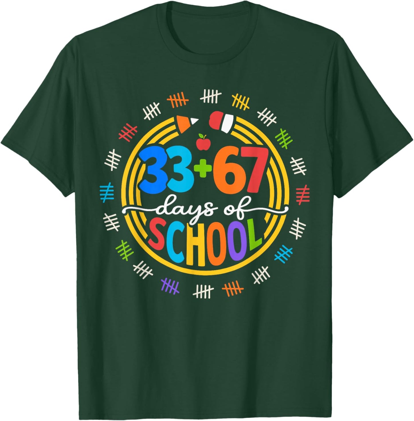 I Survived 67 33 Days of School for Teacher Kids 100th Days T-Shirt - T-Shirt | Forest