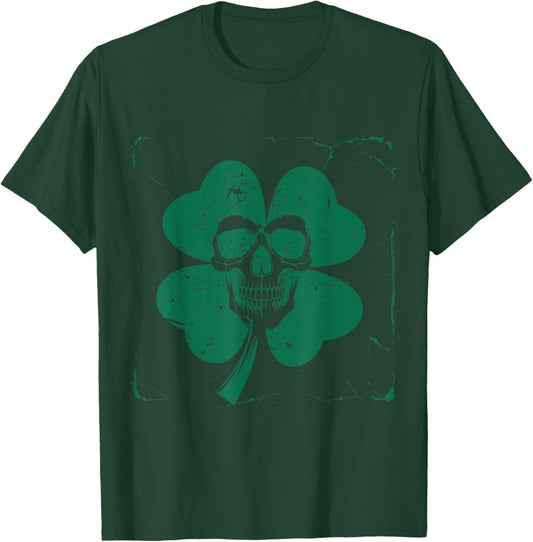 Funny Irish Skull Shamrock Happy St Patrick's Day Men Women T-Shirt - T-Shirt | Forest