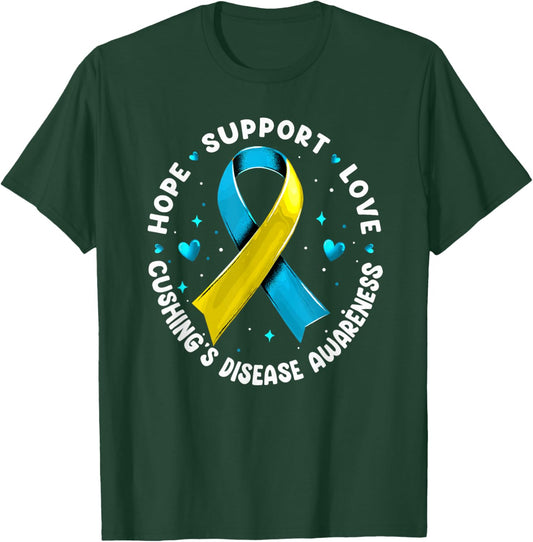Hope Support Love Cushing's Disease Awareness T-Shirt - T-Shirt | Forest