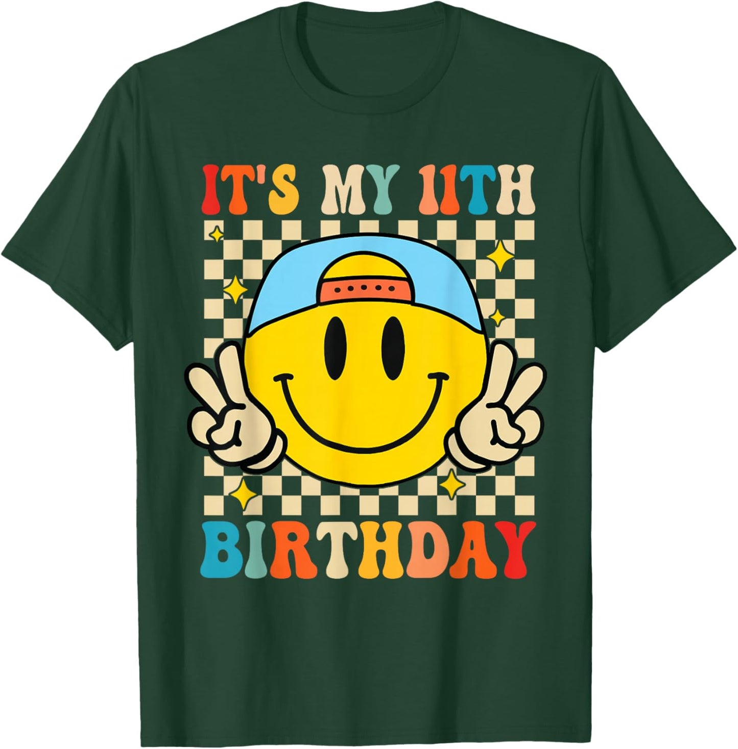 Its My 11th Birthday Smile face 11 Years Old Boys Girls T-Shirt - T-Shirt | Forest