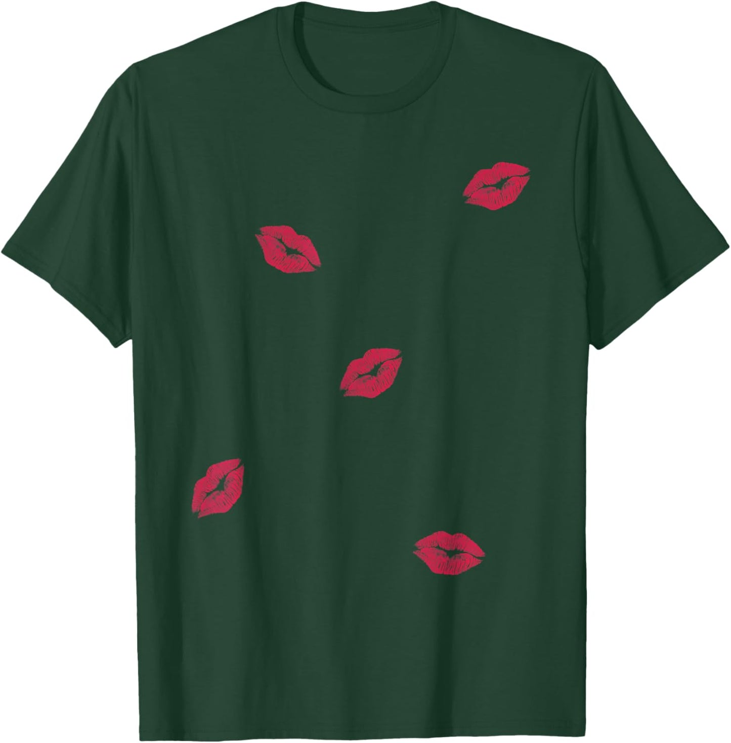 Lipstick Kiss Print Pattern Cute Valentine Pop Art Style T-Shirt - T-Shirt | Forest