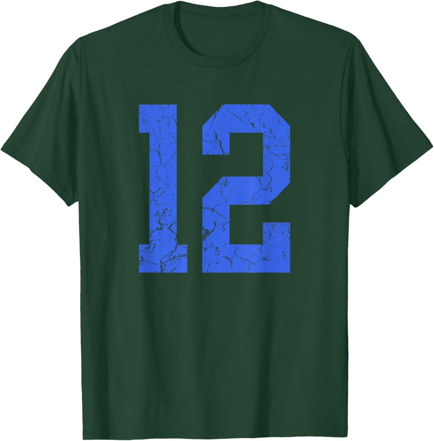 Distressed Royal Blue Number 12 Jersey Player Uniform #12 T-Shirt - T-Shirt | Forest