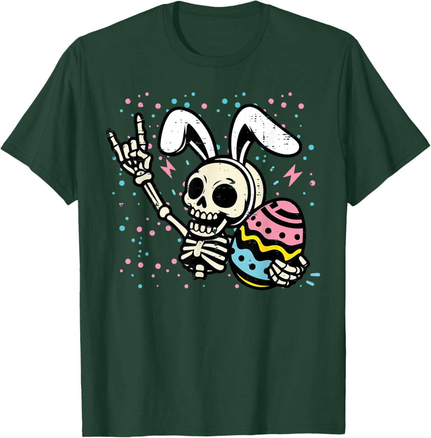 Easter Skeleton Bunny Rock Hand Egg Rocker Boys Kids Men T-Shirt - T-Shirt | Forest