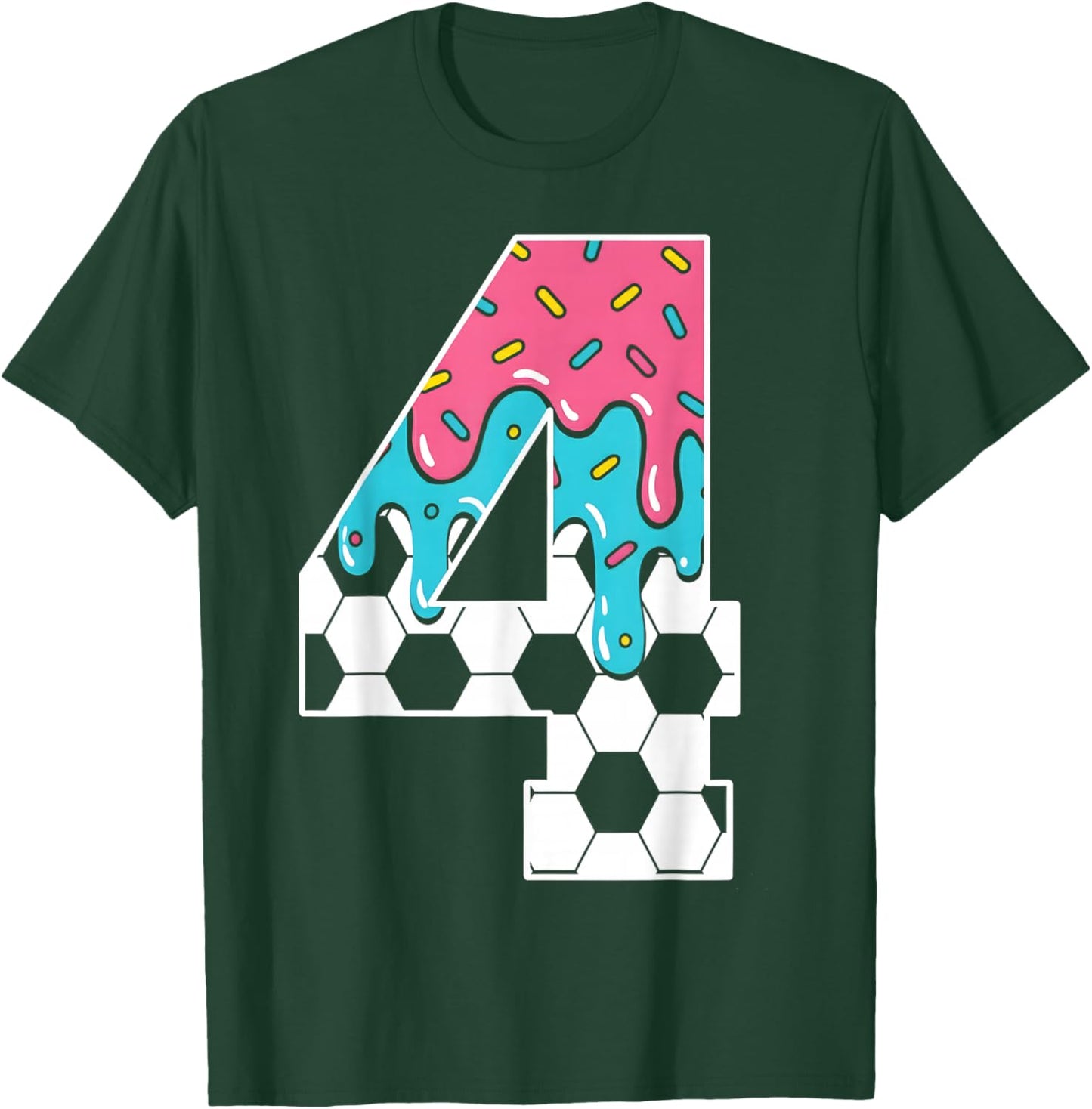 Soccer 4 Year Old Ice Cream Drip Youth 4th Birthday Boy 4 T-Shirt - T-Shirt | Forest