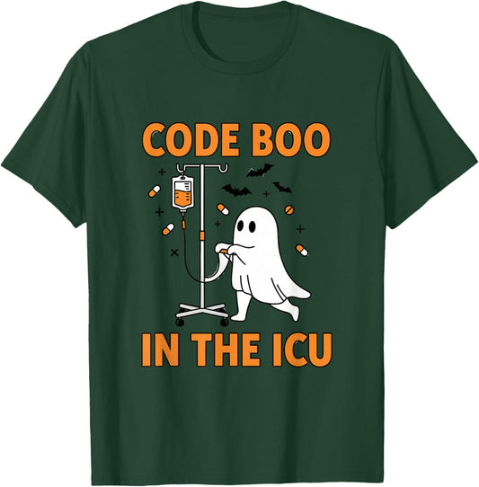Ghost ICU Nurse Code Boo in ICU Funny Halloween Costume T-Shirt - T-Shirt | Forest