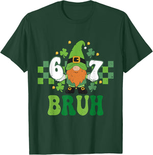 Gnome 6 7 Bruh St Patricks Day Six Seven Kids T-Shirt - T-Shirt | Forest