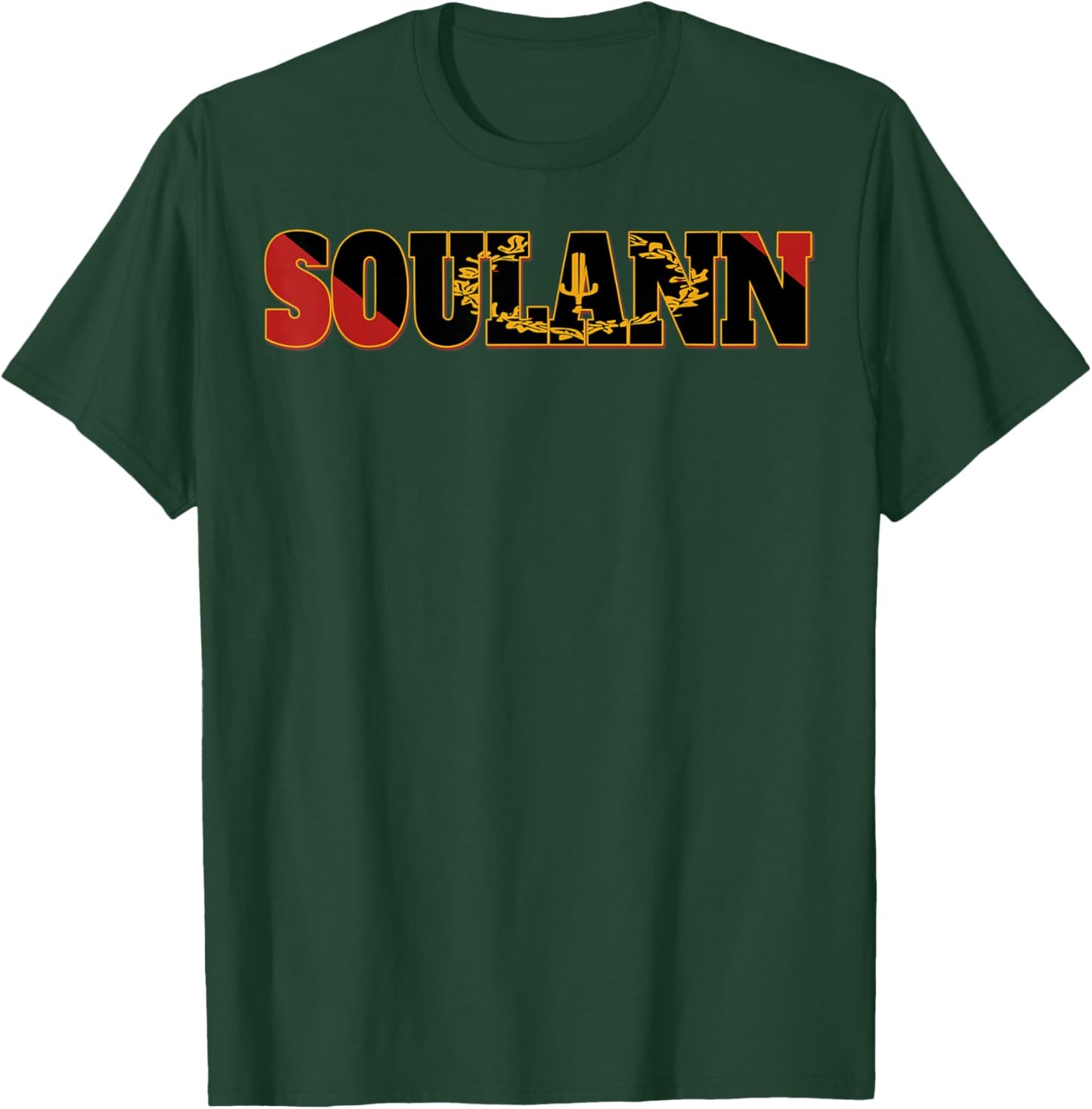 SOULANN Flag Emblem Power Soul Black American Heritage Art T-Shirt - T-Shirt | Forest