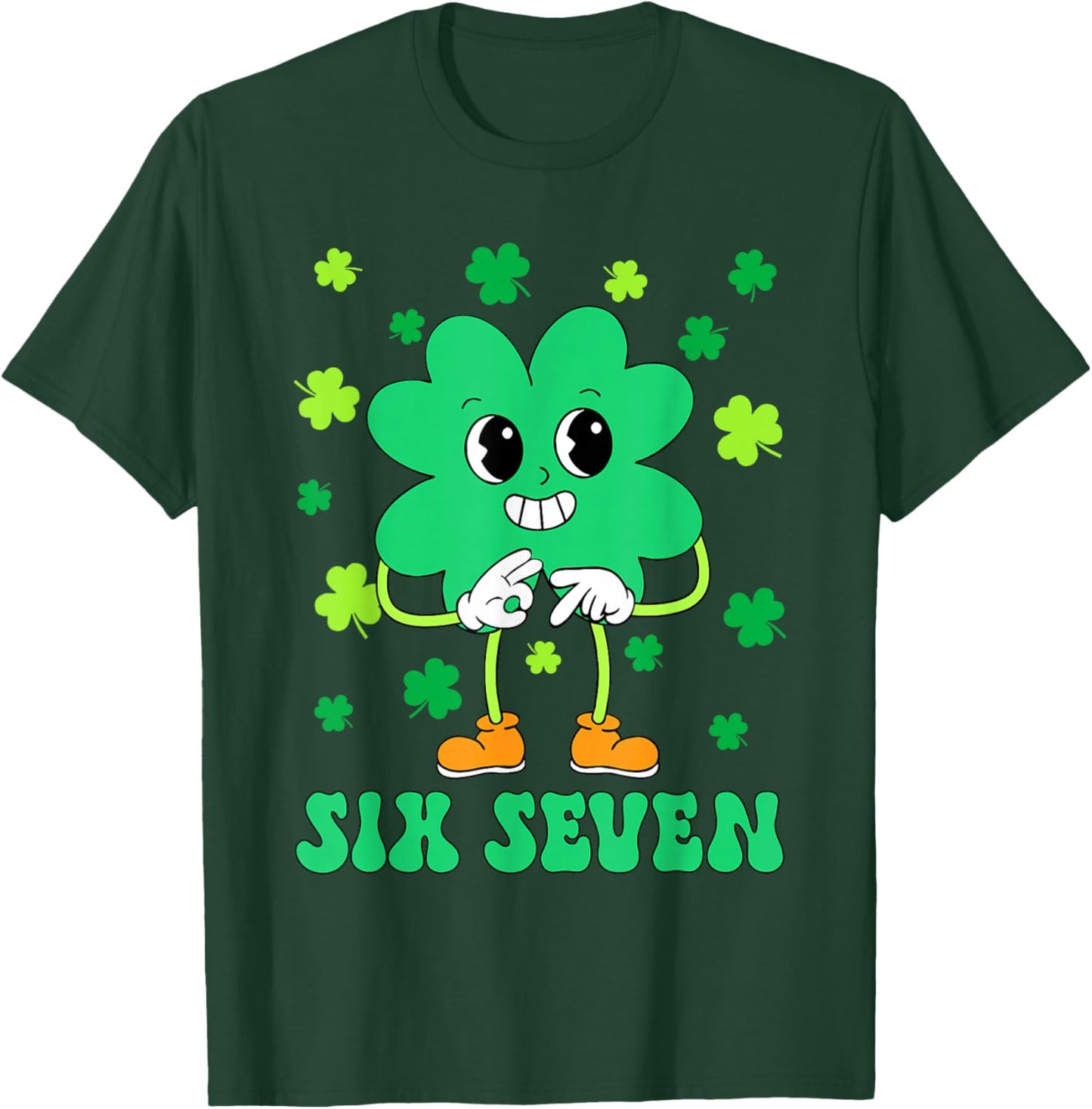67 Meme Six Seven Shamrock St Patrick’s Day Boys Girls Kids T-Shirt - T-Shirt | Forest