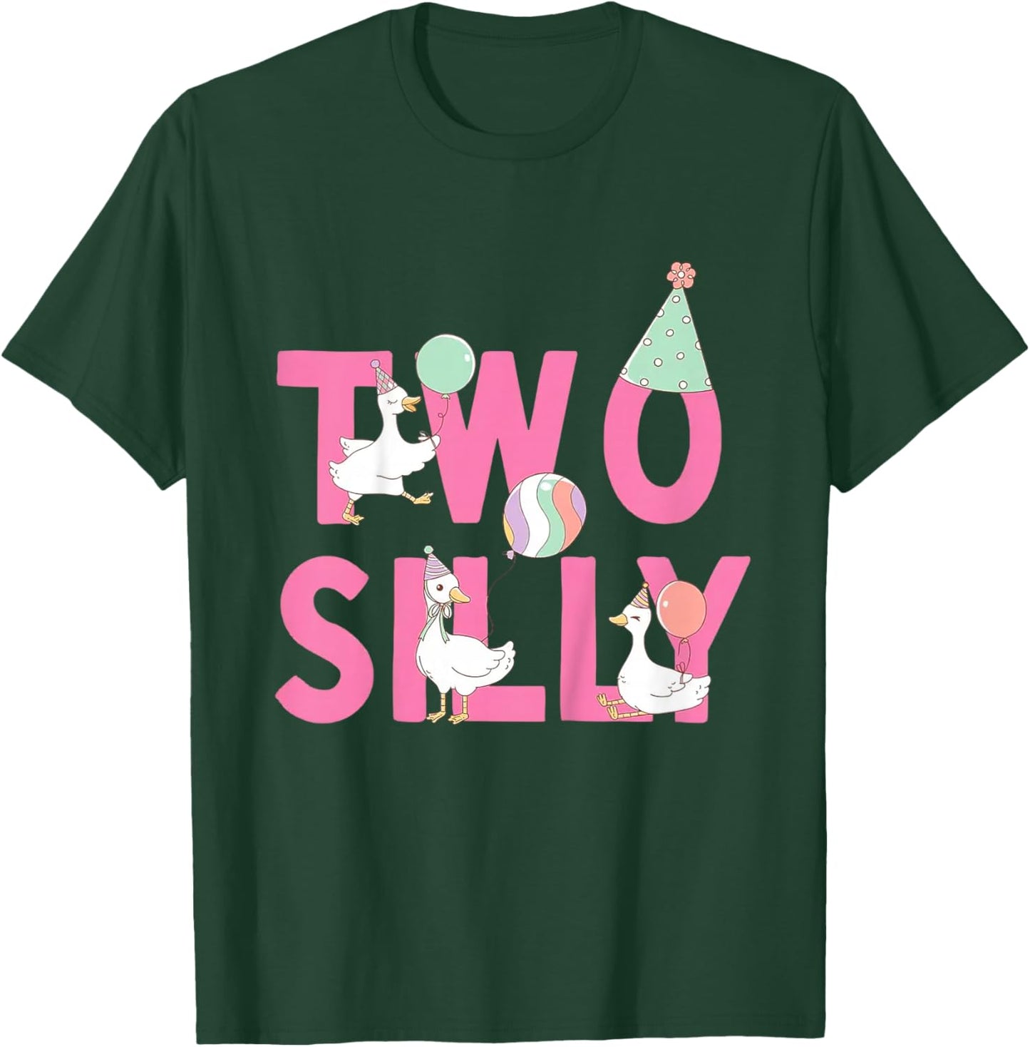 Two Silly Goose 2nd Birthday Girl Boy Goose 2 Year Old Bday T-Shirt - T-Shirt | Forest