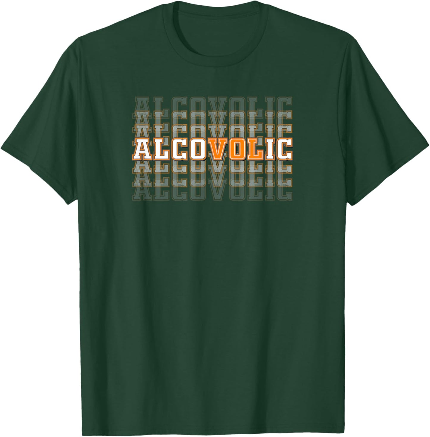 Alcovolic Orange & White Retro Varsity Drinking Pun T-Shirt - T-Shirt | Forest