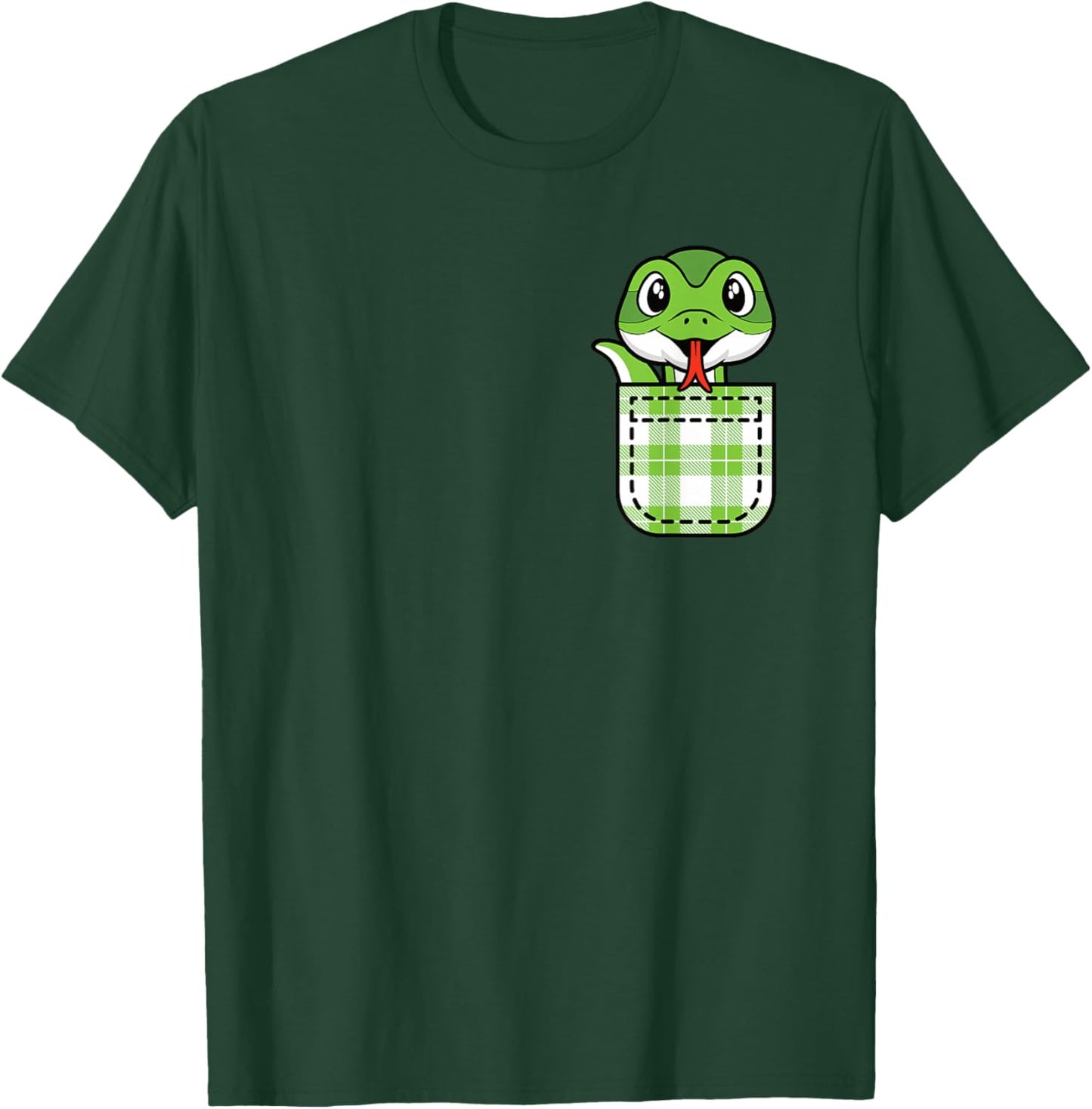 Funny Snake Pocket Cool Reptile Lover Men Women Kids T-Shirt - T-Shirt | Forest