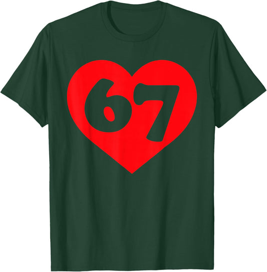 Funny 67 Meme Six Seven Matching Couples Valentines 6 7 T-Shirt - T-Shirt | Forest