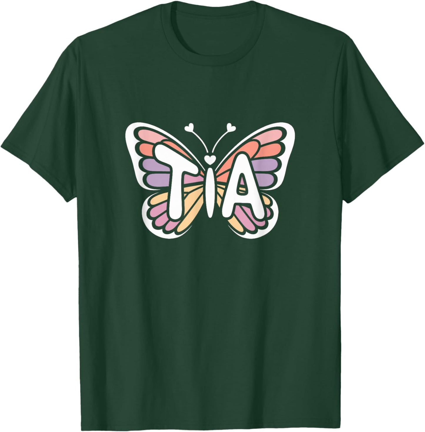 Tia Butterfly - Personalized Cute Name Word Art T-Shirt - T-Shirt | Forest