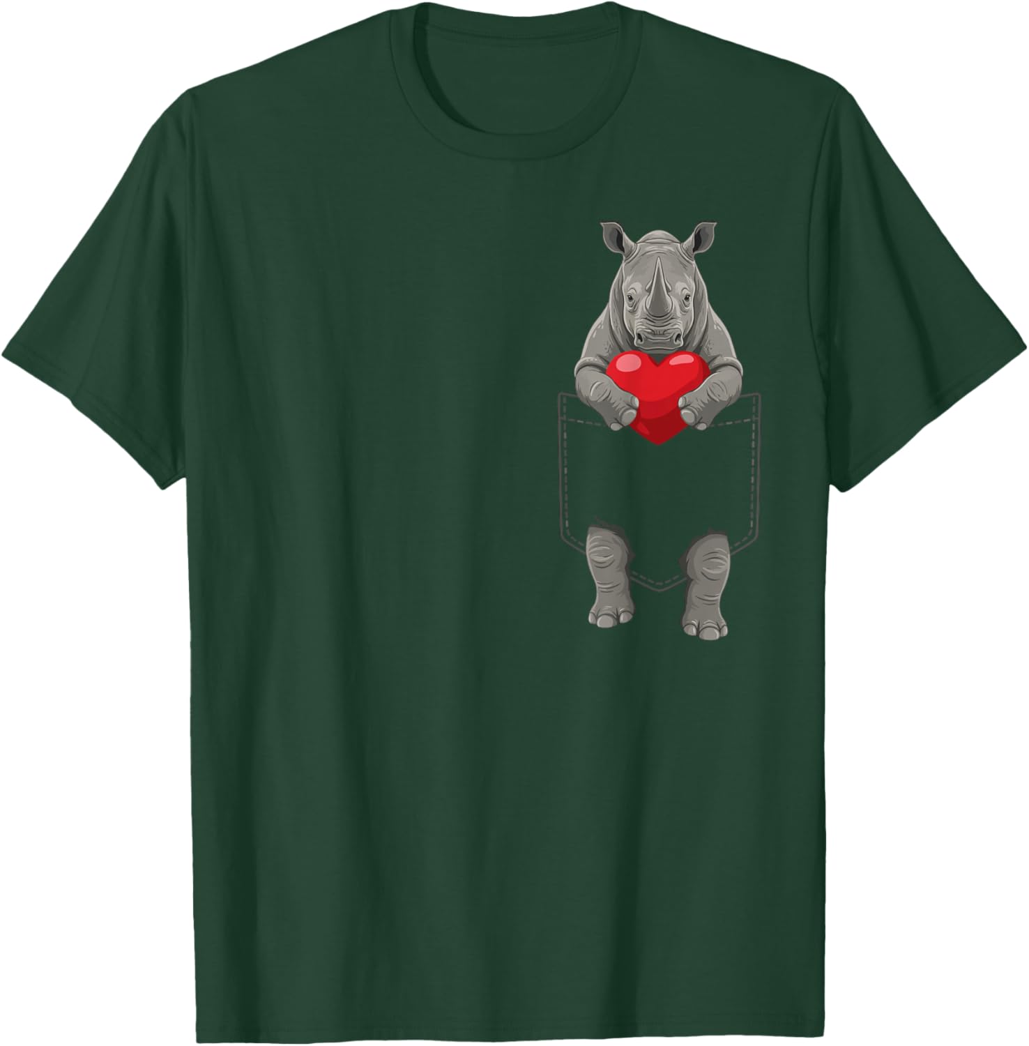 Cute Rhinoceros in Pocket Rhino Lover Valentines T-Shirt - T-Shirt | Forest