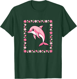 Cute Dolphin Pink Kawaii Animal Women Girls Kids T-Shirt - T-Shirt | Forest