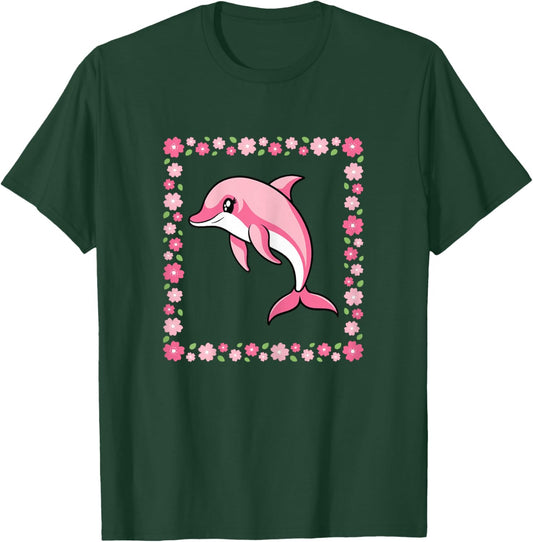 Cute Dolphin Pink Kawaii Animal Women Girls Kids T-Shirt - T-Shirt | Forest