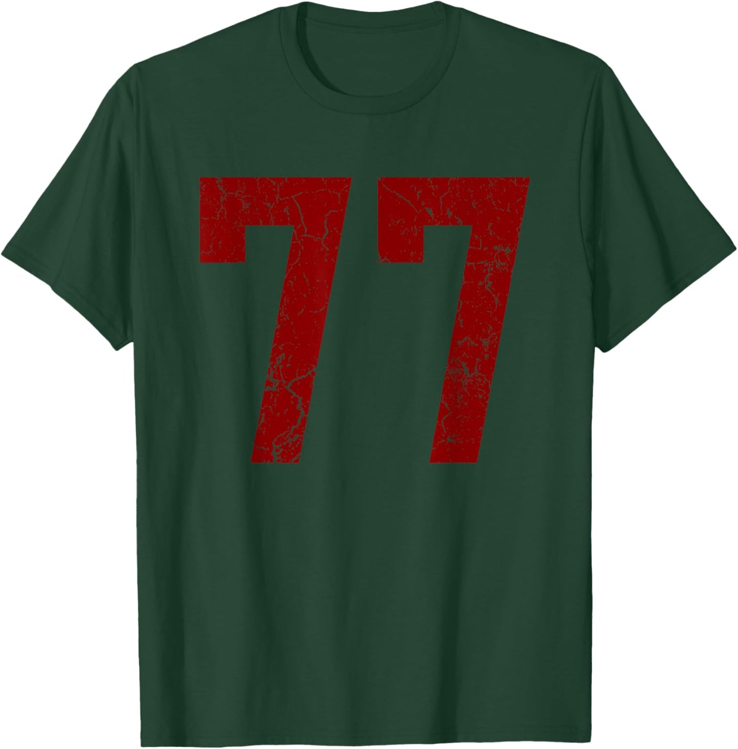 Distressed Maroon Number 77 Jersey Player Uniform #77 T-Shirt - T-Shirt | Forest