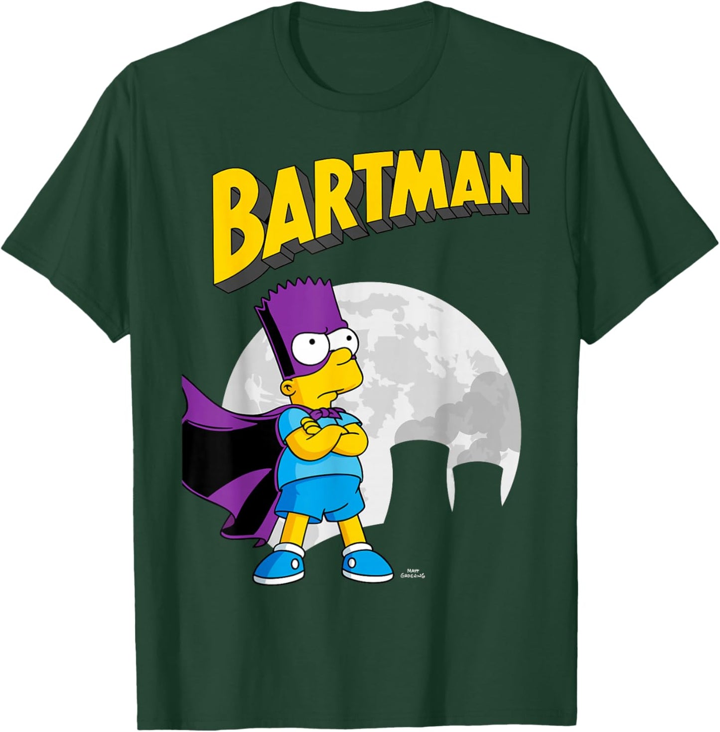 The Simpsons Bartman in Front of Moon & Power Plant Outline T-Shirt - T-Shirt | Forest