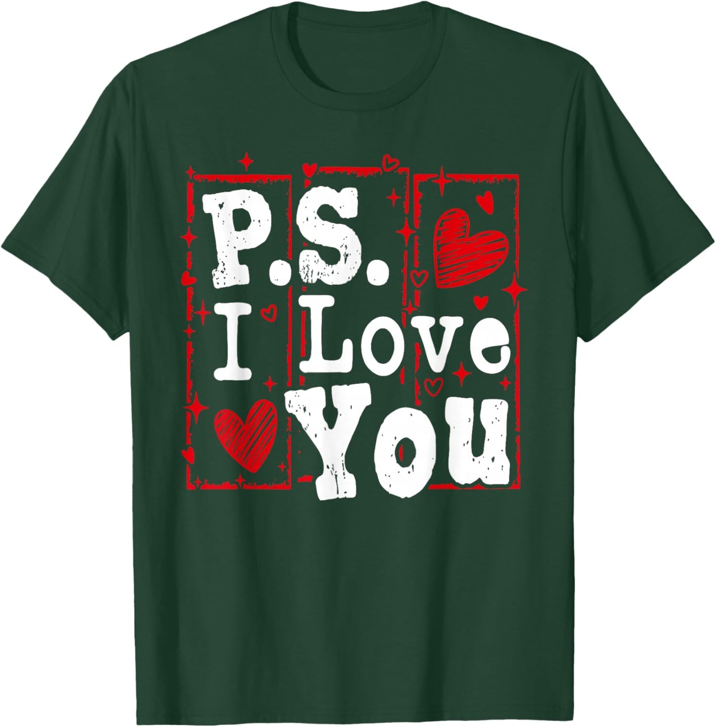 PS I Love You Day Valentine's Day Purple Heart Women Men Kid T-Shirt - T-Shirt | Forest