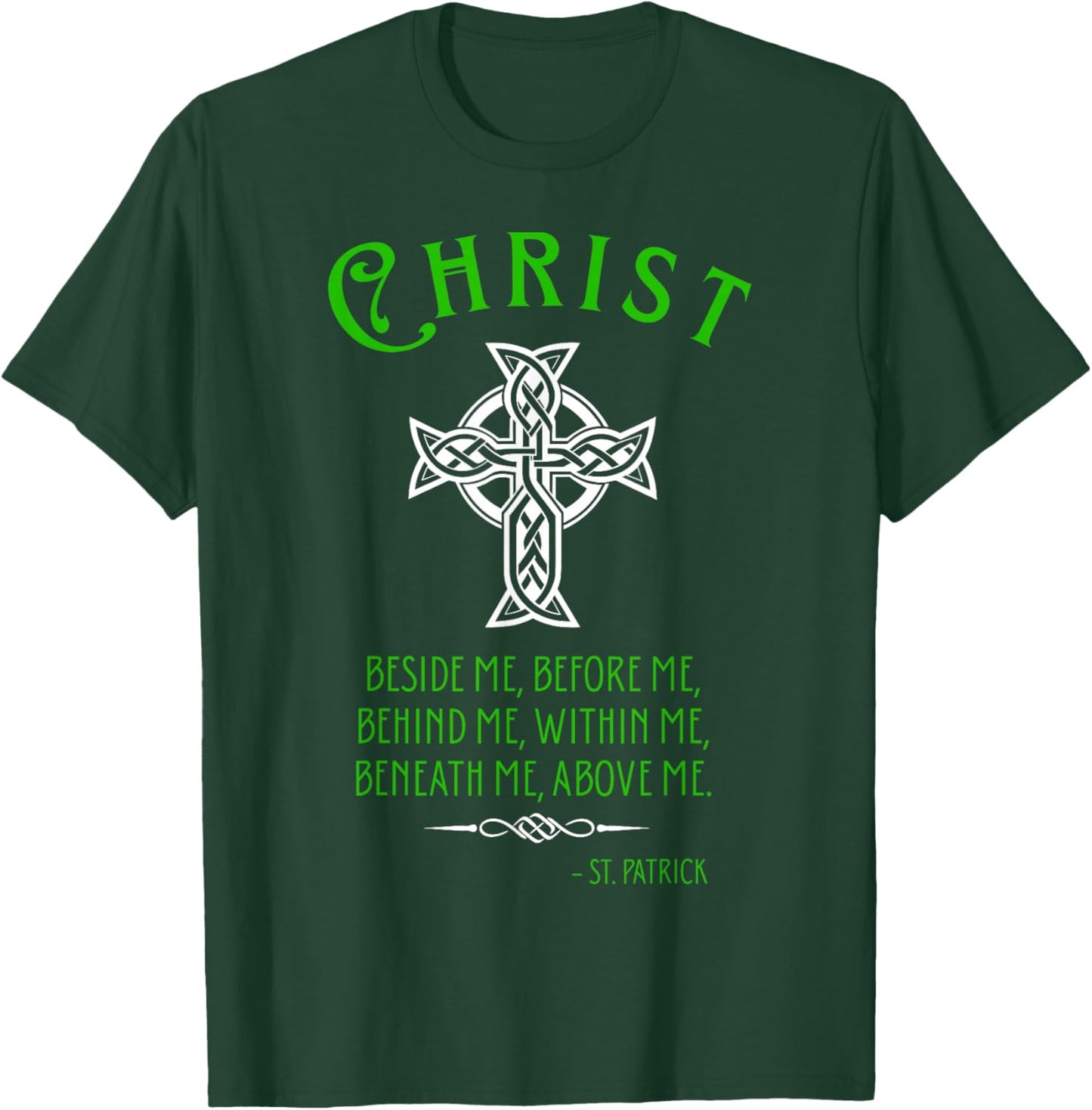 Irish Celtic-Cross Saint Catholic Green Christian St Patrick T-Shirt - T-Shirt | Forest