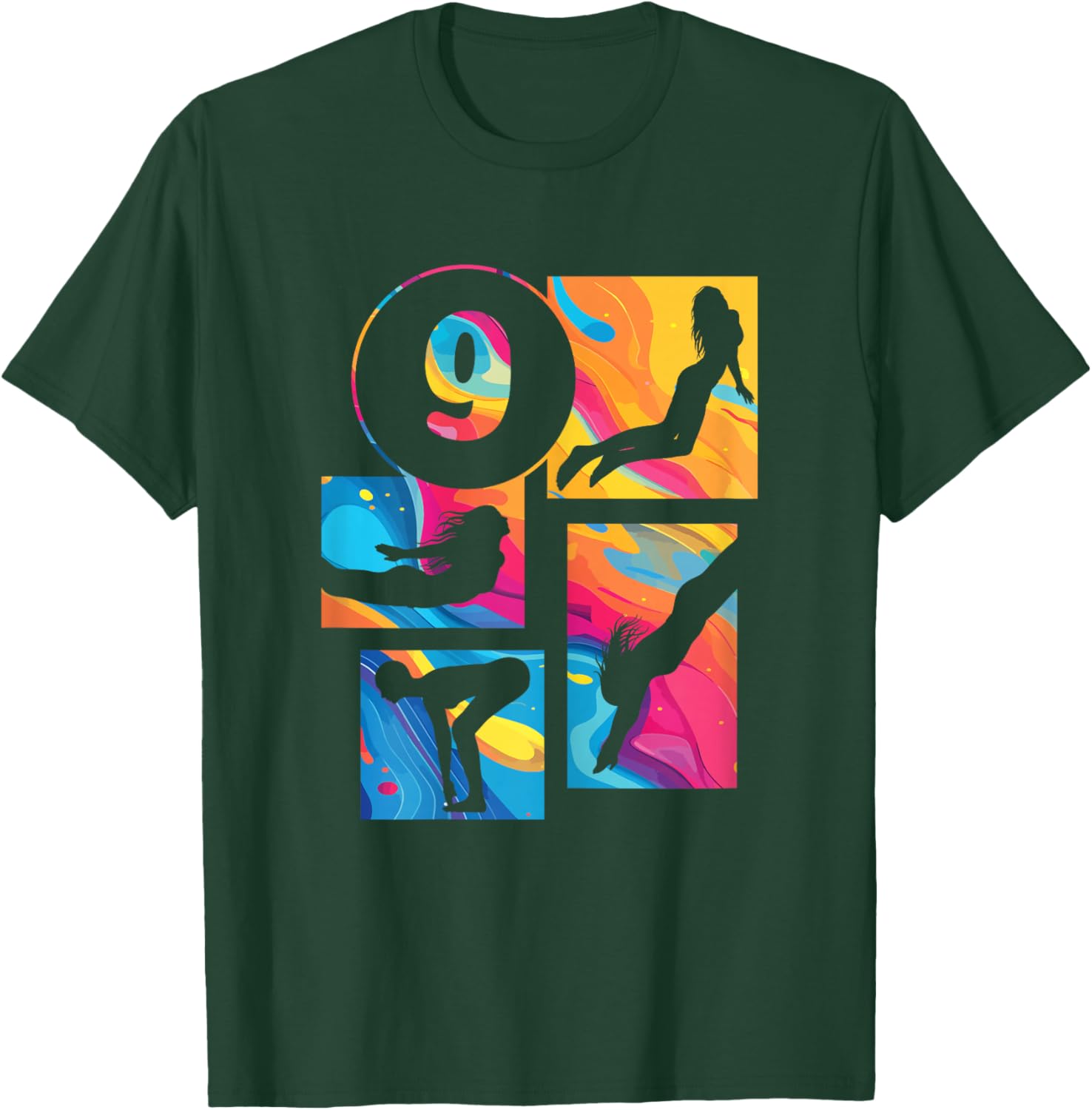 9th Birthday Swimmer Swimming 9 Year Old Girl T-Shirt - T-Shirt | Forest
