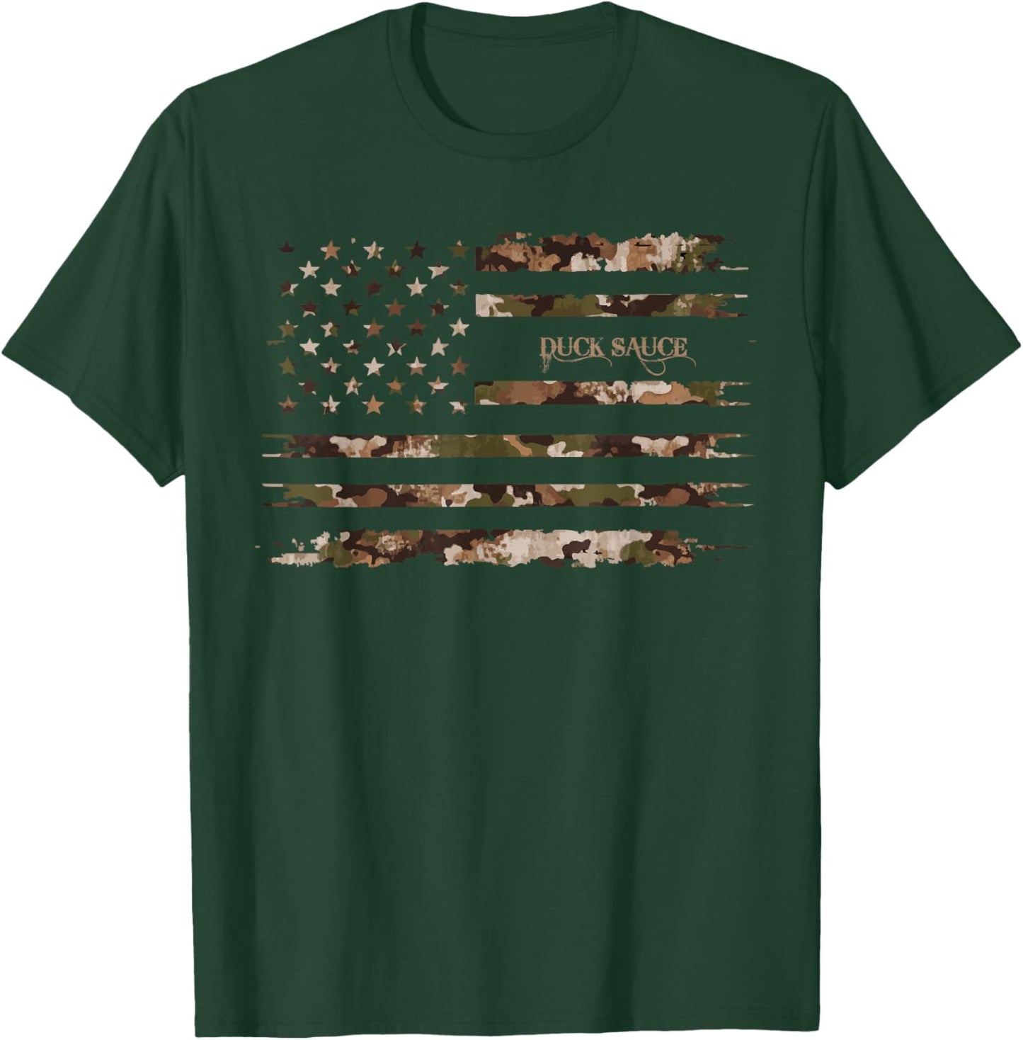 Duck Sauce Chinese Condiment Sweet Sauce Camo Distressed T-Shirt - T-Shirt | Forest