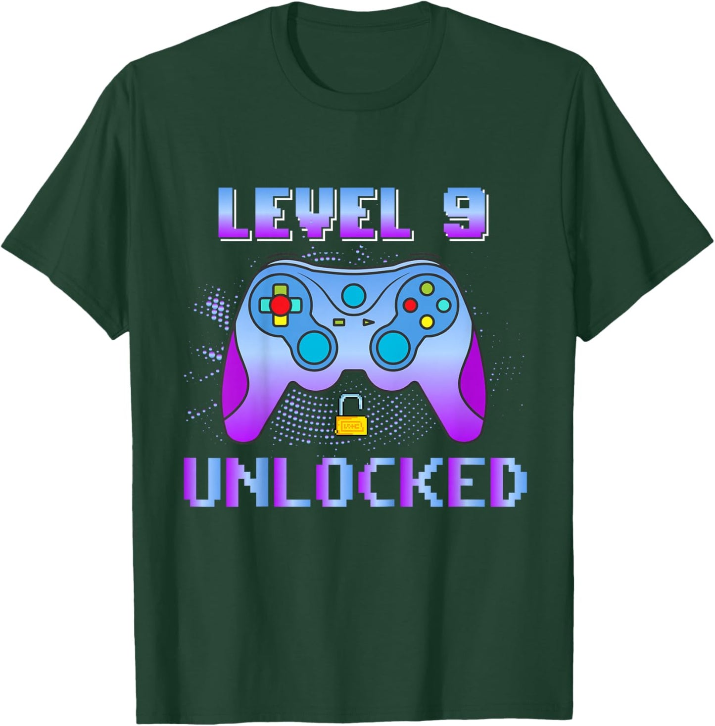 9 Year Old Birthday Gamer Level 9 Unlocked Gaming 9 Birthday T-Shirt - T-Shirt | Forest