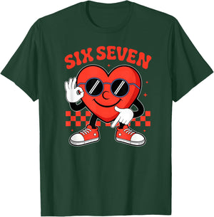 Six Seven 6 7 Valentines Day Heart Men Boys Kids 67 Meme T-Shirt - T-Shirt | Forest