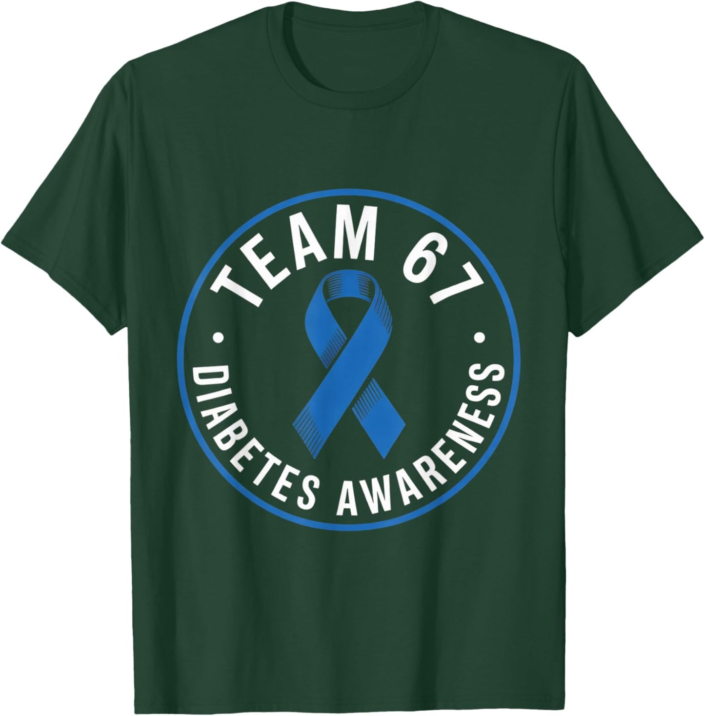 Team 67 Six Seven Diabetes Awareness Month Blue Cute Ribbon T-Shirt - T-Shirt | Forest
