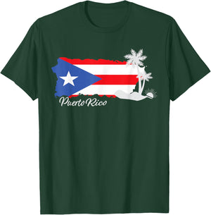 Puerto Rico Flag Hispanic Heritage Puerto Rican Map Pride T-Shirt - T-Shirt | Forest