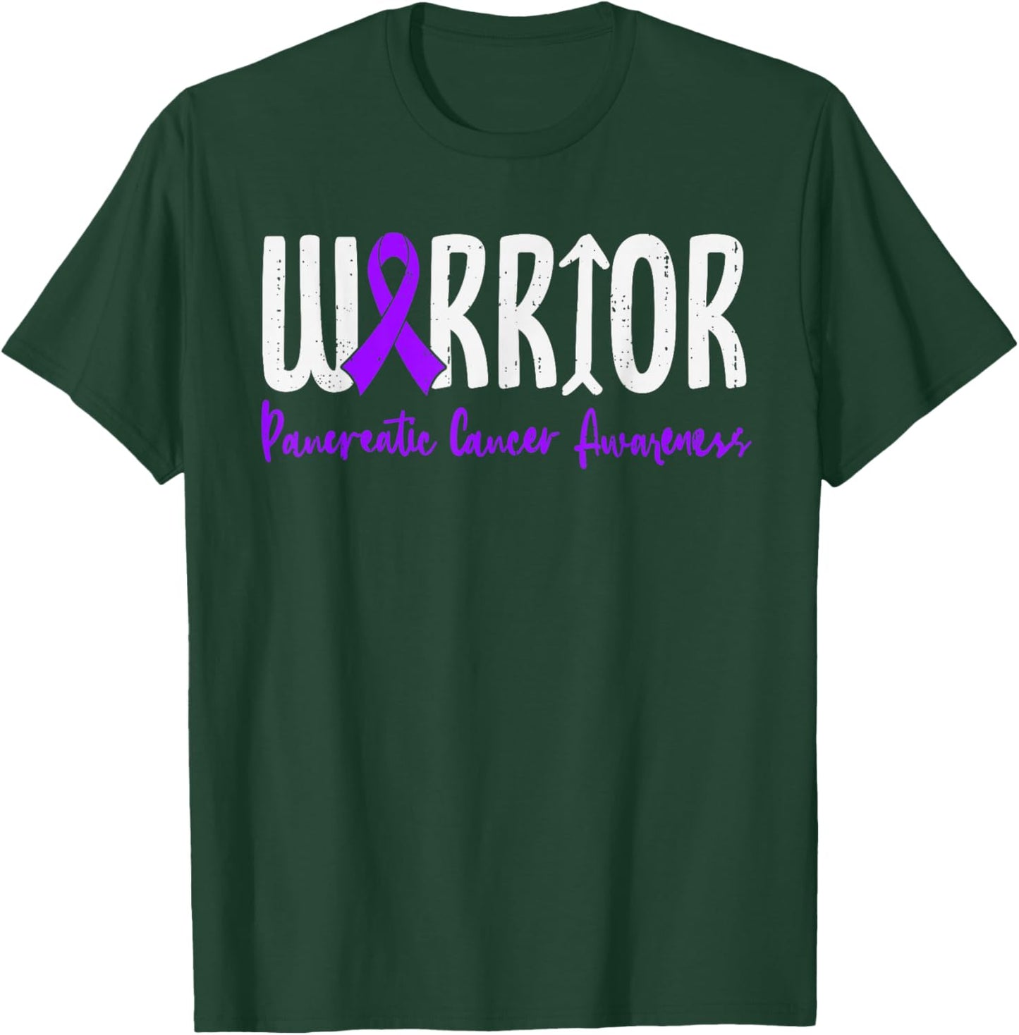 Warrior Pancreatic Cancer Awareness Survivor Ribbon Purple T-Shirt - T-Shirt | Forest
