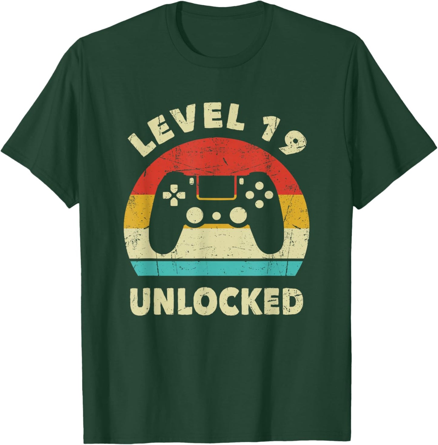 Level 19 Unlocked - Retro Vintage Funny 19th Birthday Gamer T-Shirt - T-Shirt | Forest