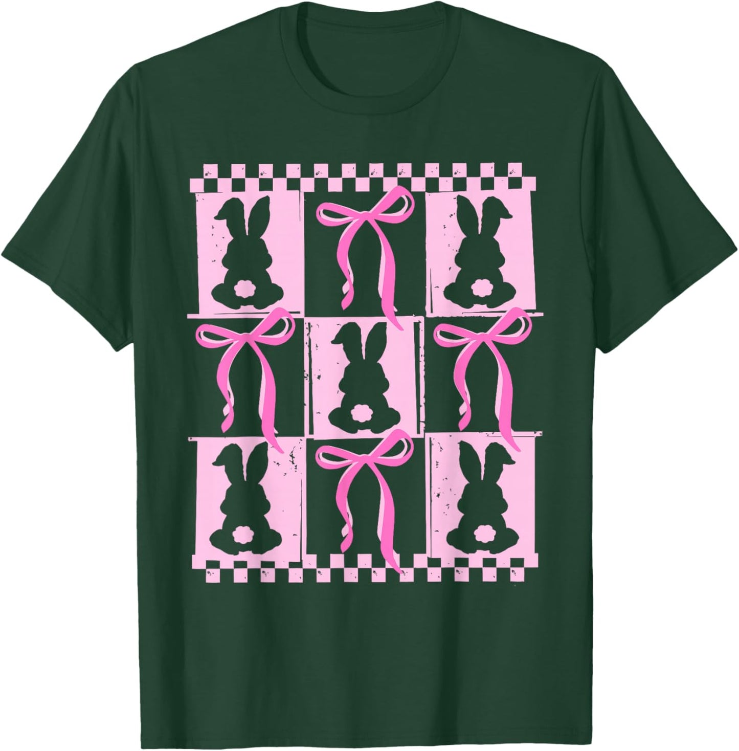 Funny Bunny Coquette Bow Rabbit Lovers Easter Retro Trendy T-Shirt - T-Shirt | Forest