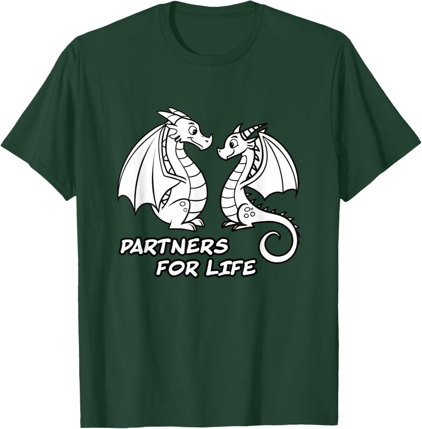 Cute Dragon Couple Partners for Life Fantasy Art T-Shirt - T-Shirt | Forest