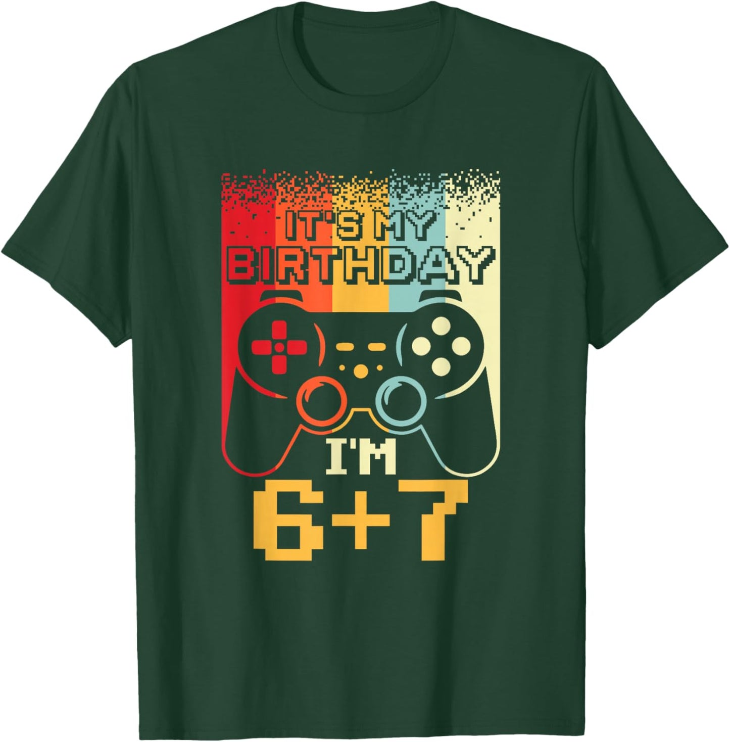 13th Birthday Official Teenager Six Seven Gaming 6 7 Retro T-Shirt - T-Shirt | Forest