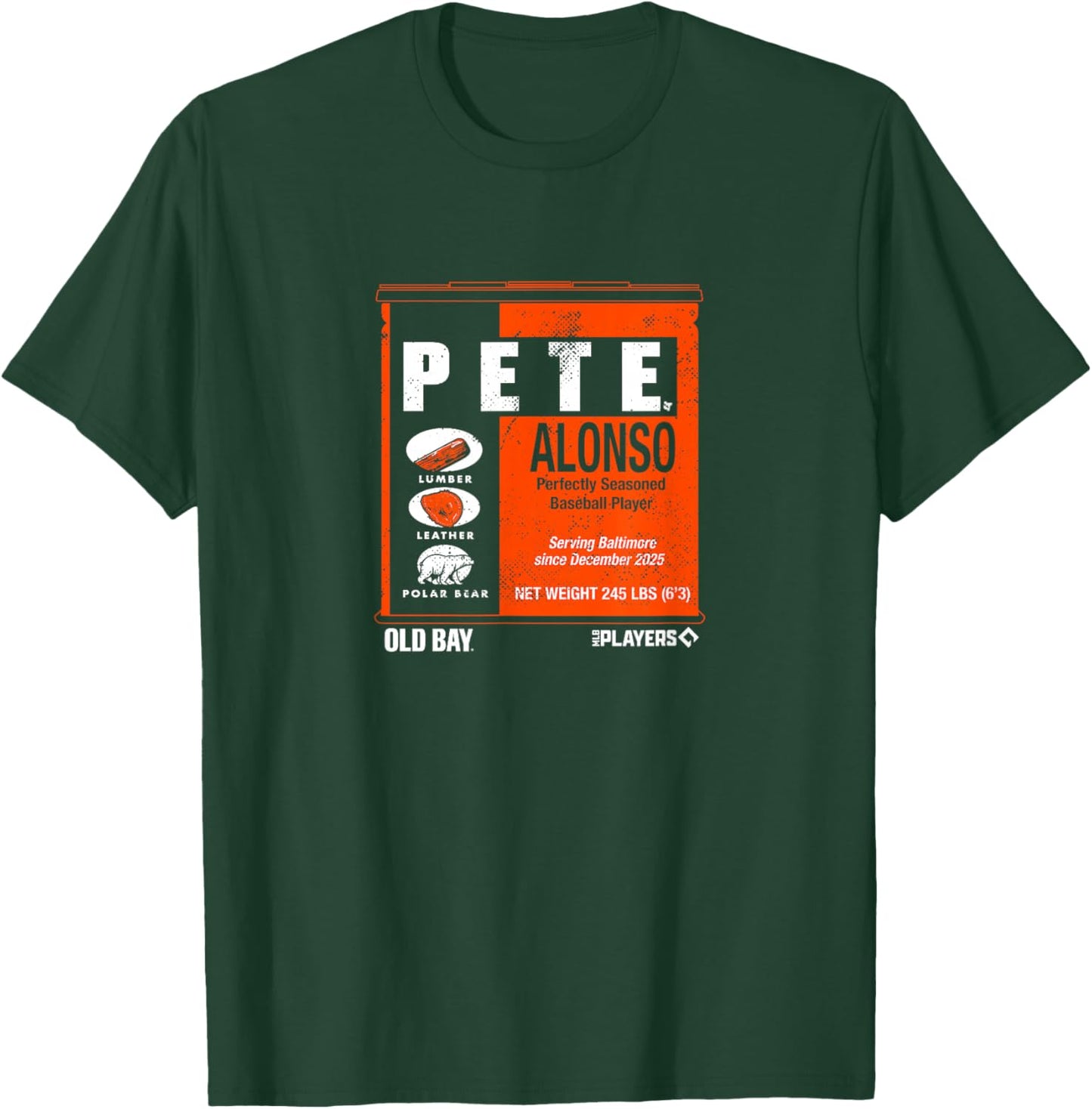 Pete Alonso - Old Bay Can - Baltimore Baseball T-Shirt - T-Shirt | Forest