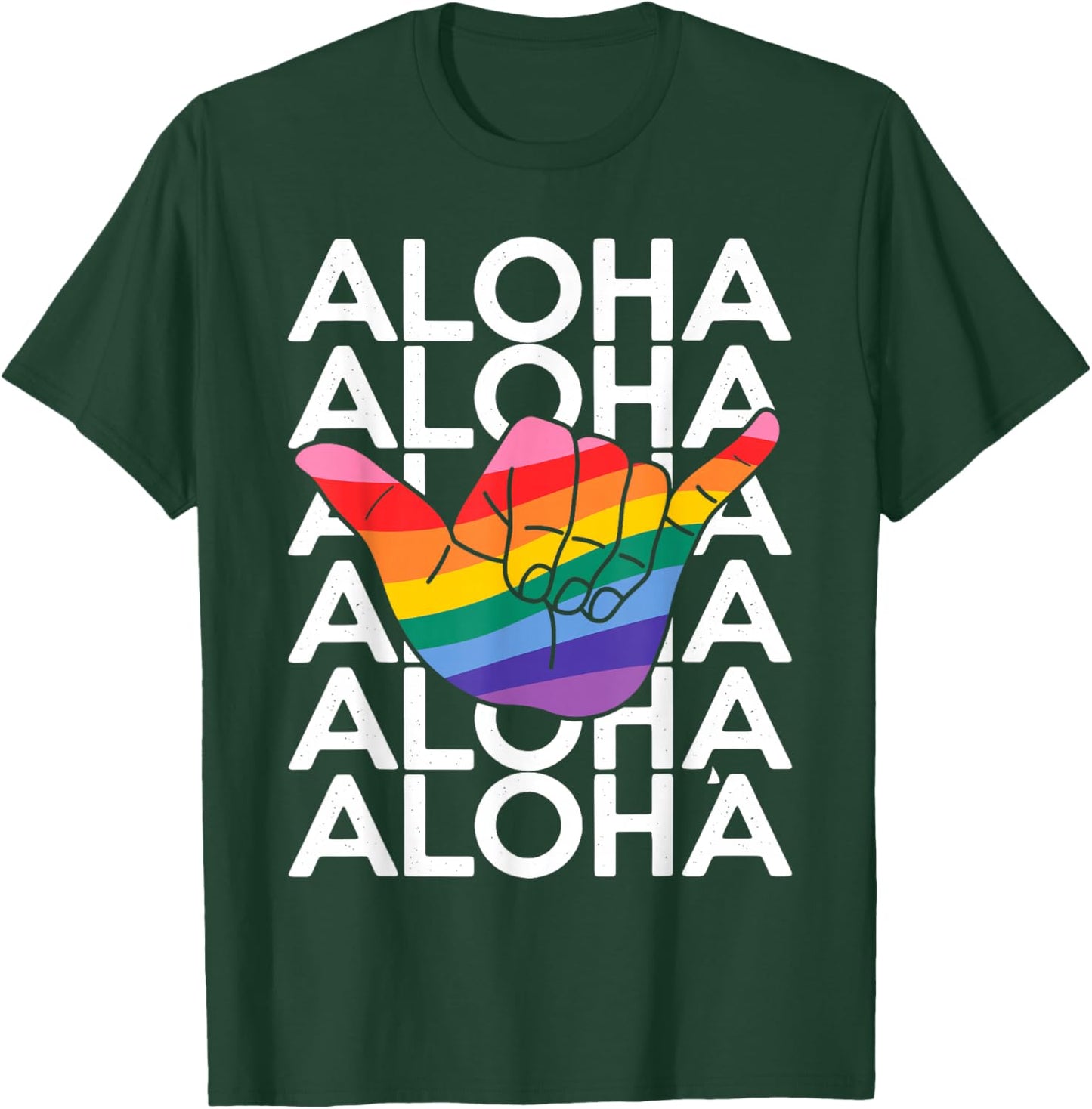 LGBTQ Aloha Hawaii Summer Vacation Pride Lesbian Rainbow T-Shirt - T-Shirt | Forest