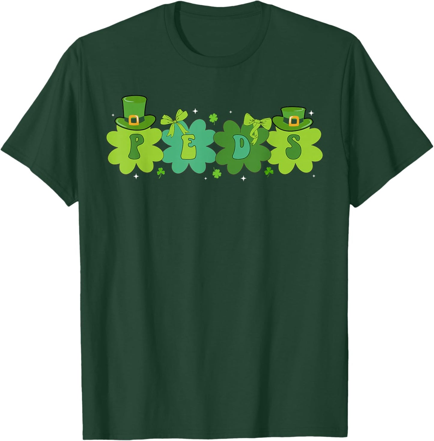 Peds St. Patrick's Day Pediatric Nurse Shamrock Peds Nurse T-Shirt - T-Shirt | Forest