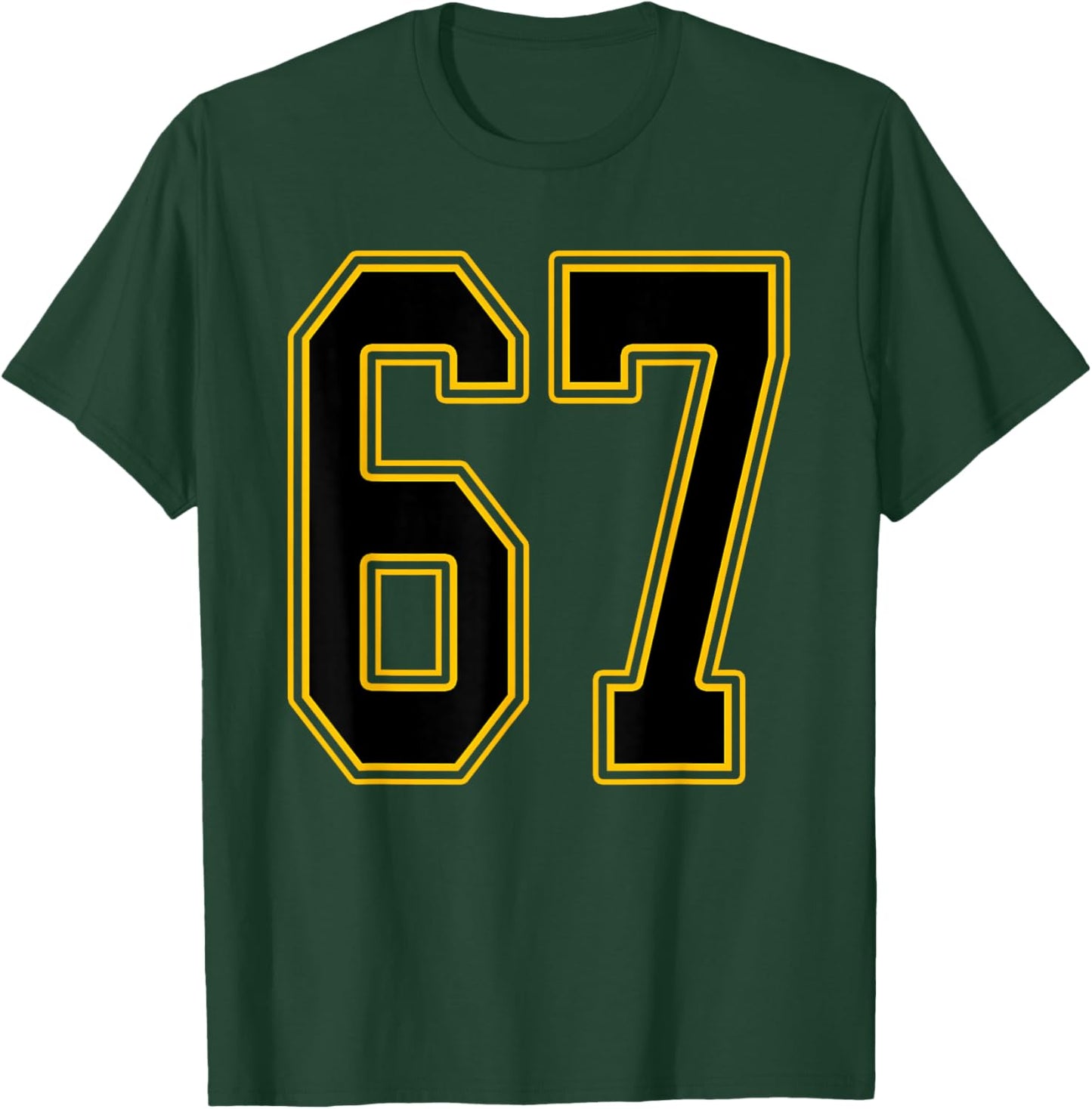 Black and Gold Number 67 Jersey Player Uniform #67 T-Shirt - T-Shirt | Forest