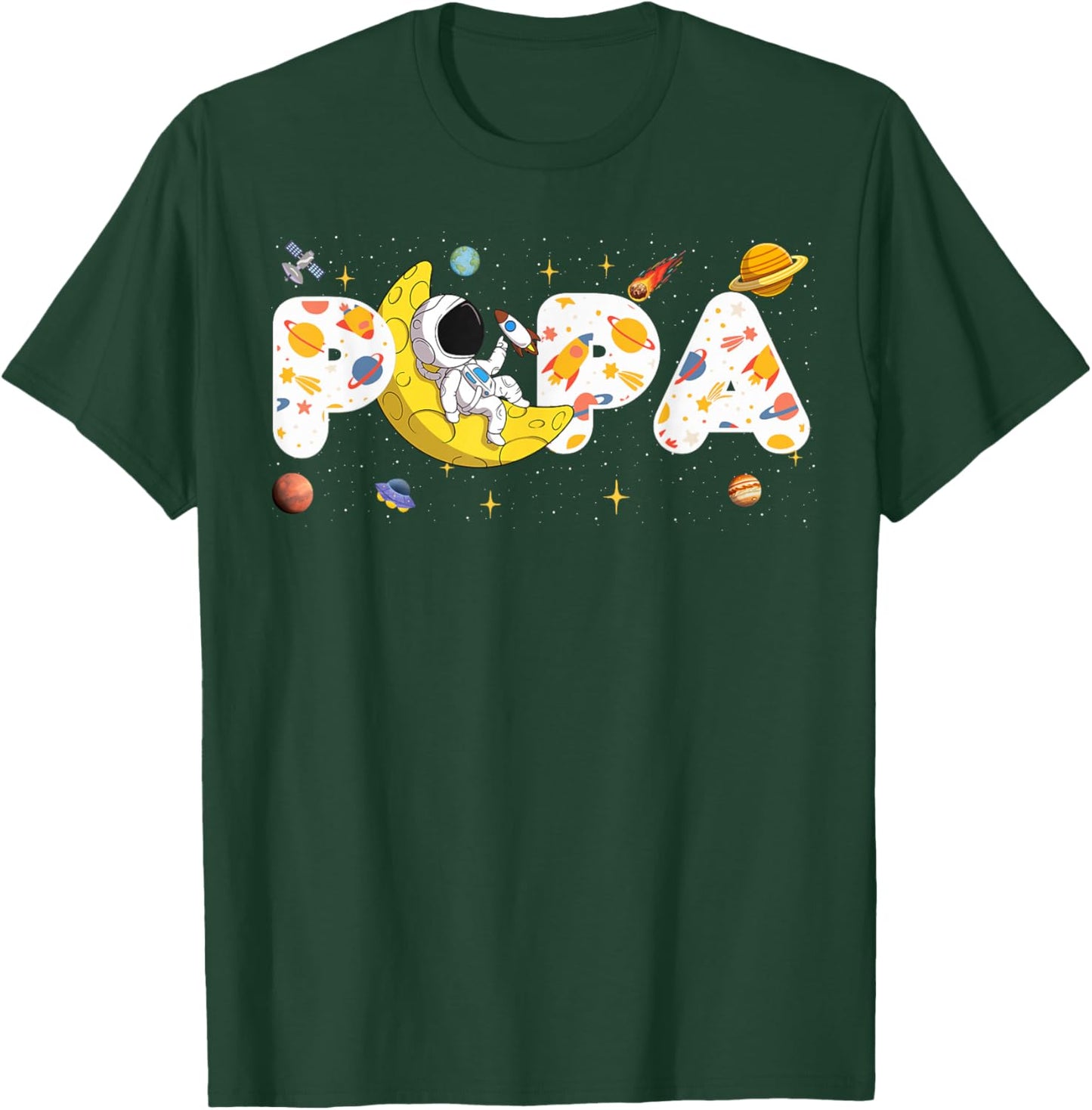 Astronaut Papa Space Birthday Planets Party Matching Family T-Shirt - T-Shirt | Forest
