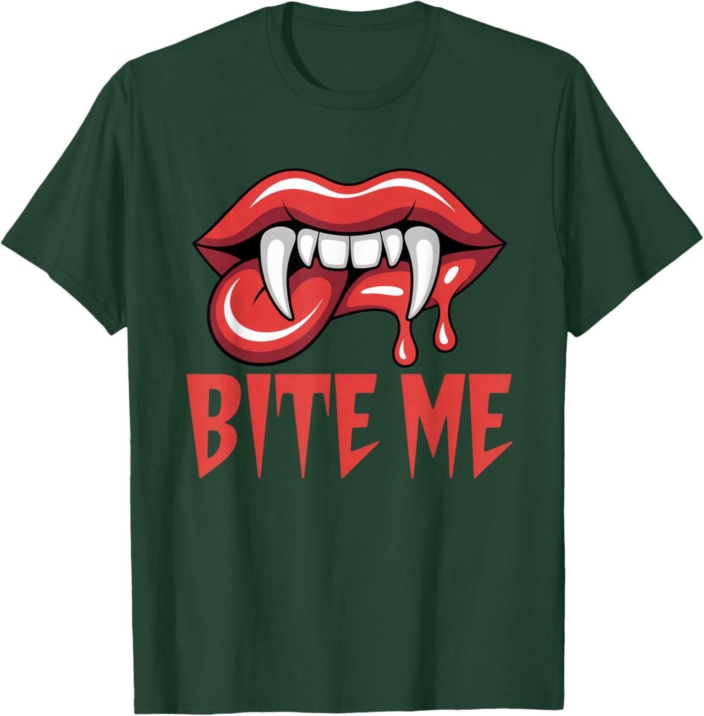 Funny Bite Me Vampire Lips Mouth Fangs Teeth Sexy T-Shirt - T-Shirt | Forest