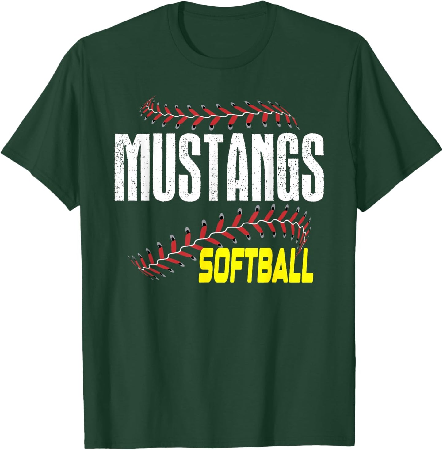 Mustangs Softball Mom School Spirit Mascot Mustang Pride T-Shirt - T-Shirt | Forest