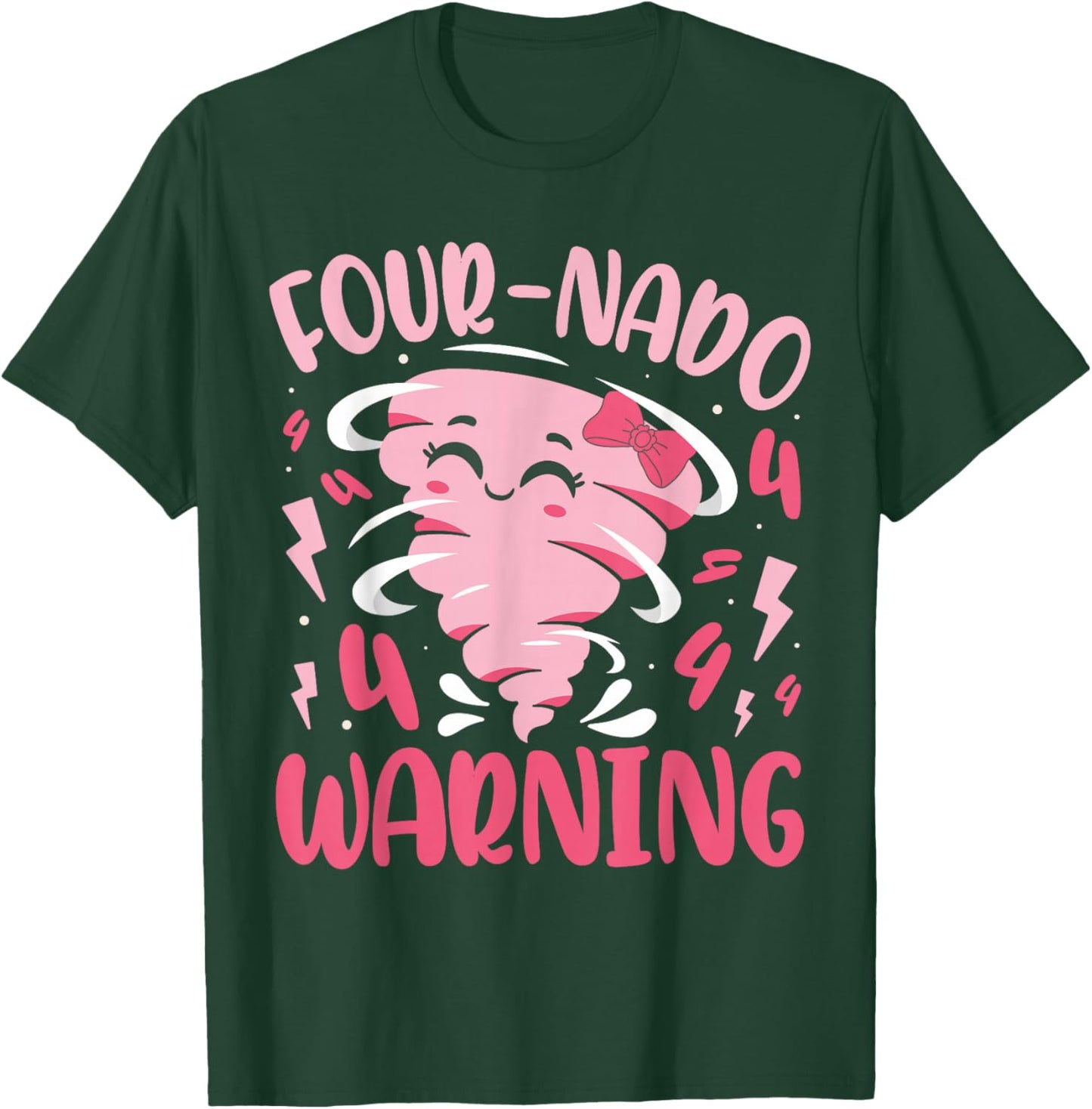 Kids Four Nado Warning 4th Birthday Tornado Birthday T-Shirt - T-Shirt | Forest