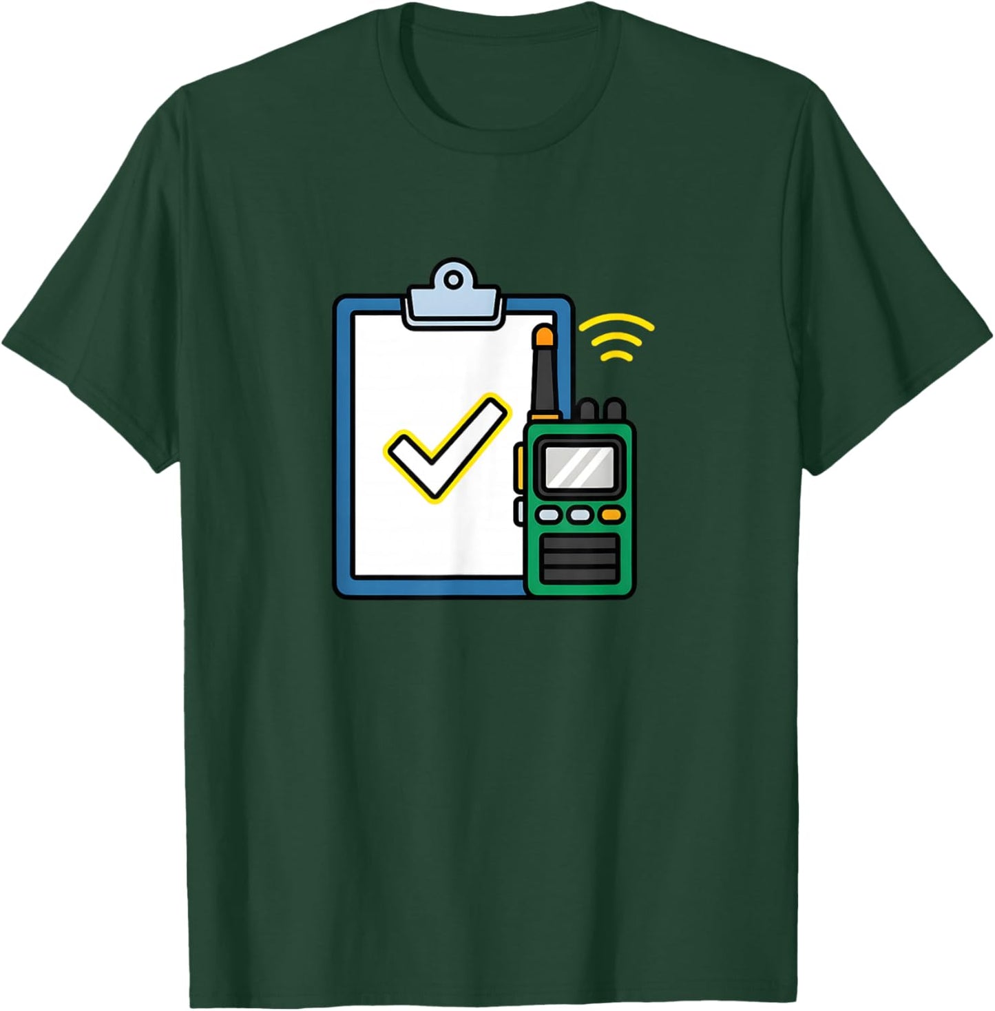 Security Walkie Talkie Safety Checklist Icon T-Shirt - T-Shirt | Forest