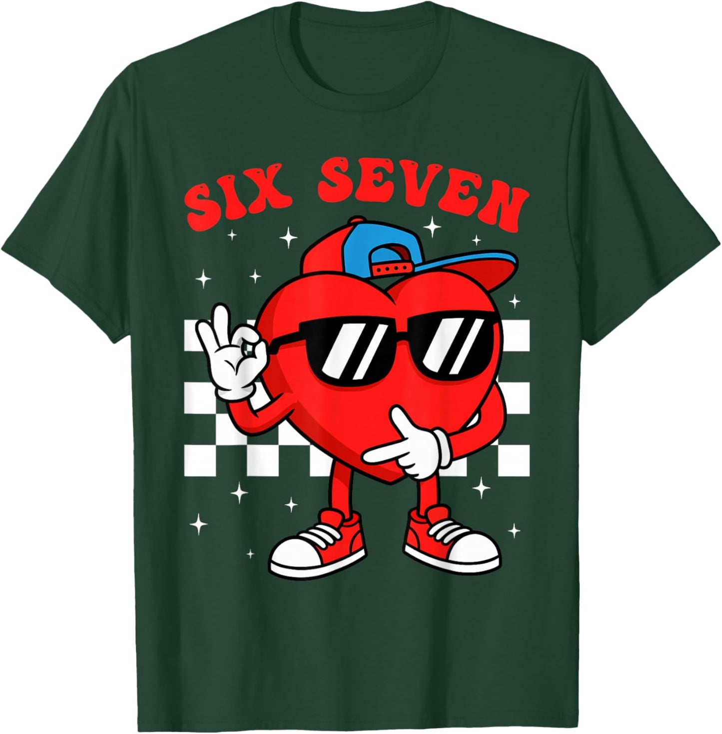 Groovy 6 7 Meme Heart Gen Alpha Six Seven 67 Valentine’s Day T-Shirt - T-Shirt | Forest